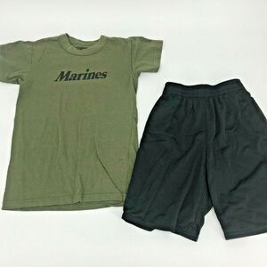 Boys Green T-shirt Black Shorts Bundle Outfit Short Sleeve Casual Summer